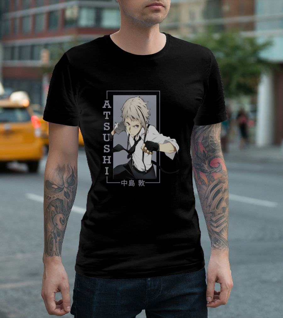 Atsushi Nakajima Character Portrait with Kanji Bungo Stray Dogs T-Shirt