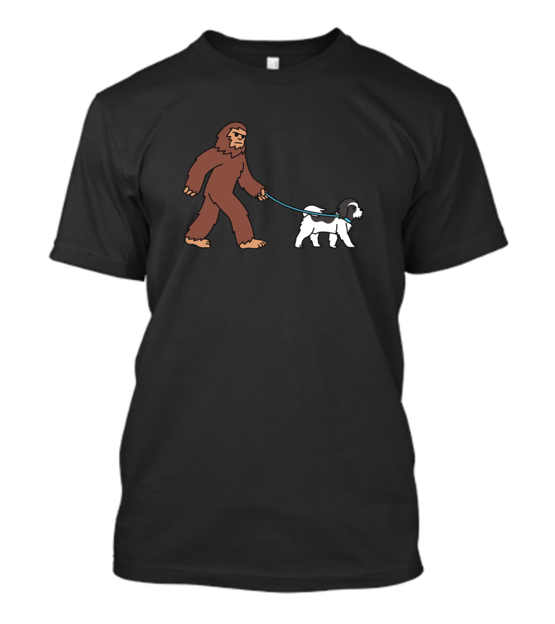 Bigfoot Strolling With Lhasa Apso On Leash T-Shirt