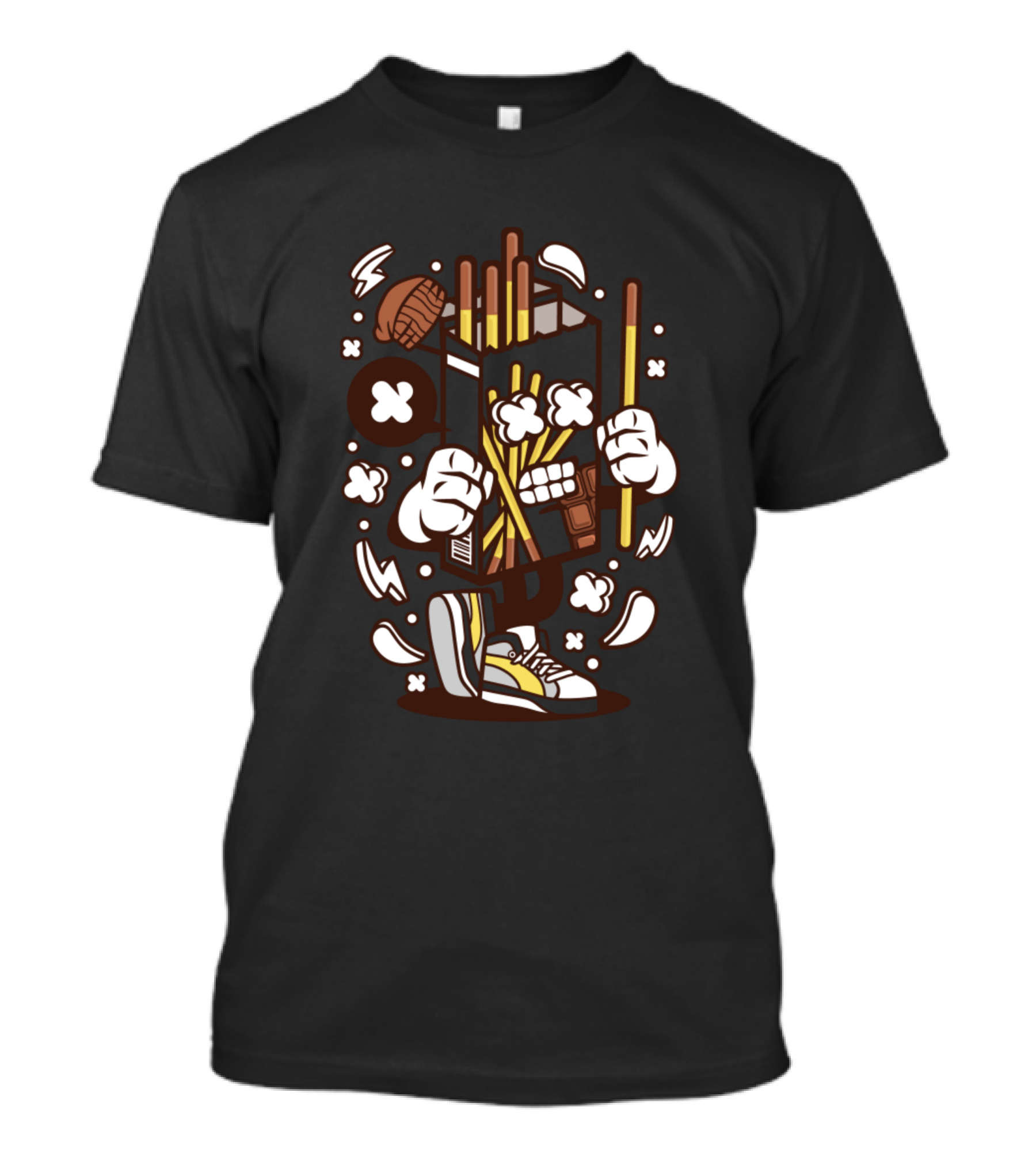 Chocolate Stick Animation Comic Sneakers And Popcorn Box Elements T-Shirt