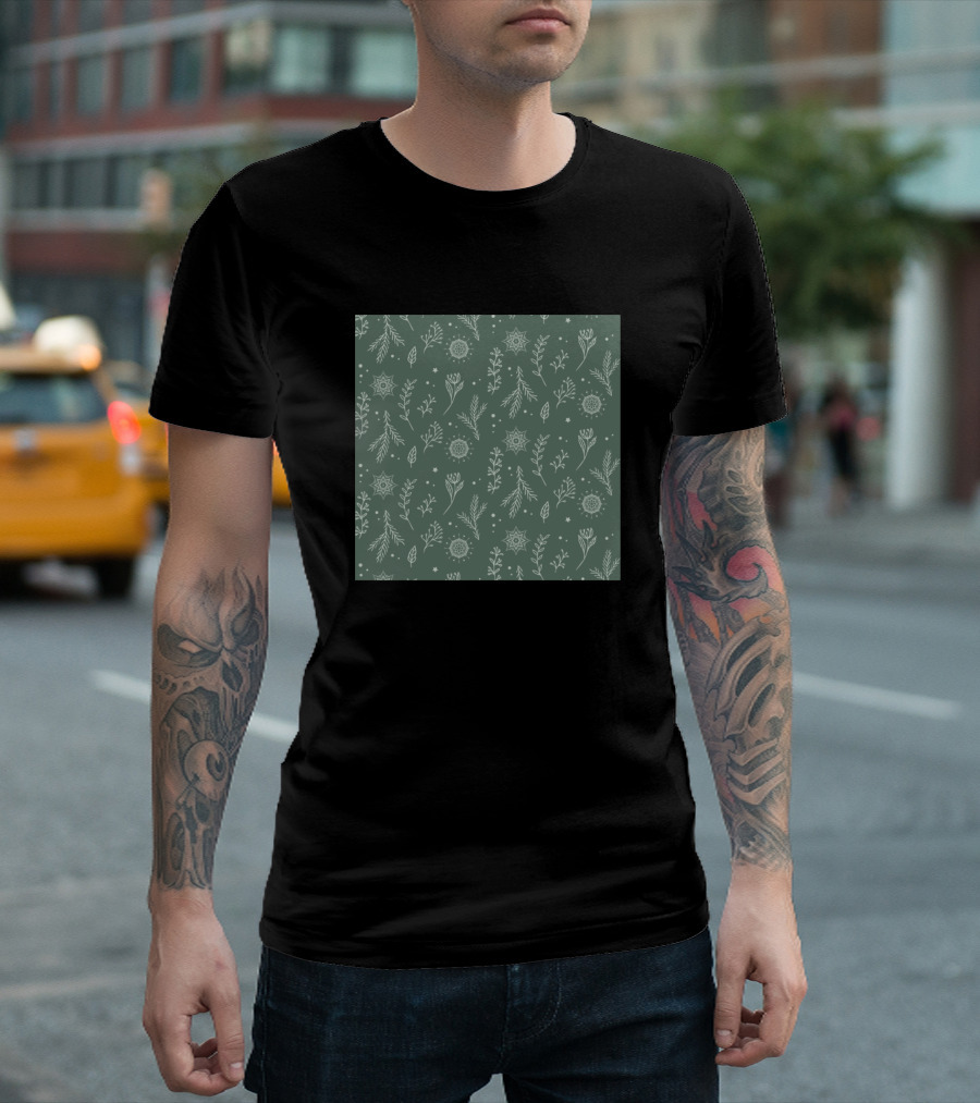 Christmas Joy Green White Seamless T-Shirt