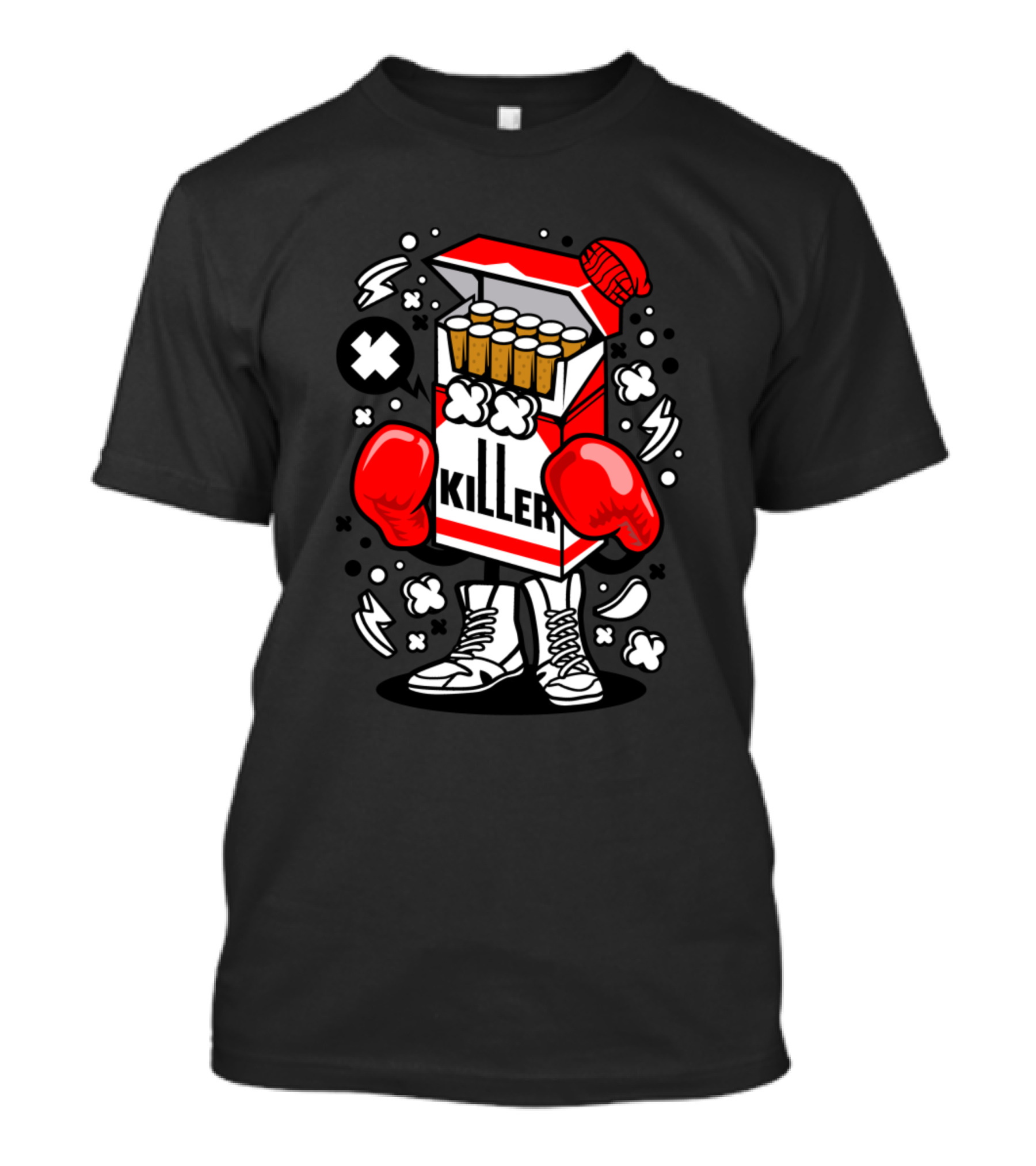 Killer Cigarette Boxer Cartoon With Gloves And Boots T-Shirt