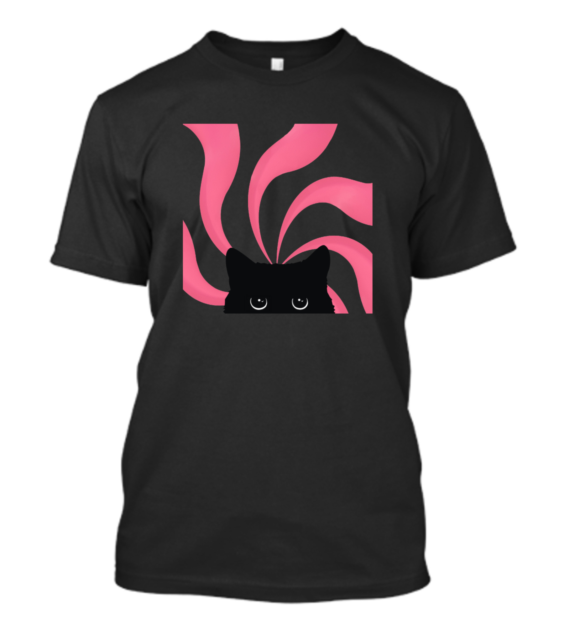 Cucu Cat Peeking With Pink Swirls T-Shirt