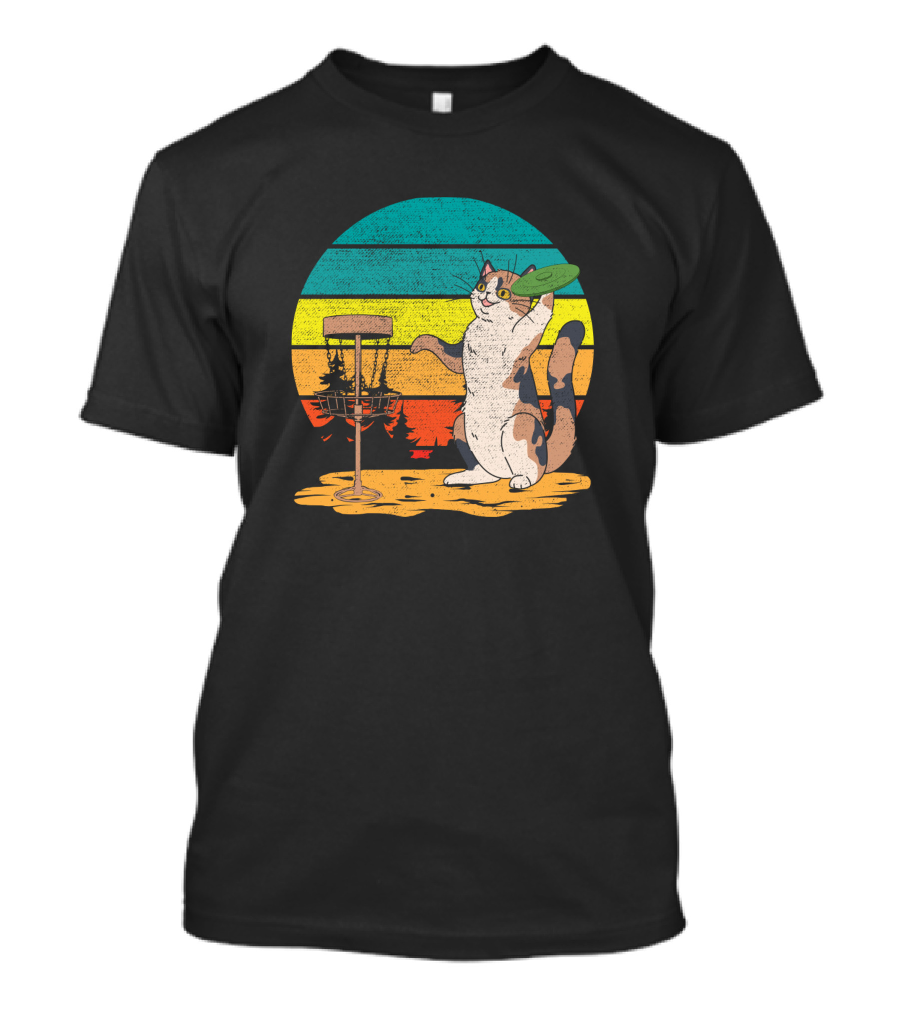 Retro Cat Playing Disc Golf For Men And Women Frisbee Golf Disc T-Shirt