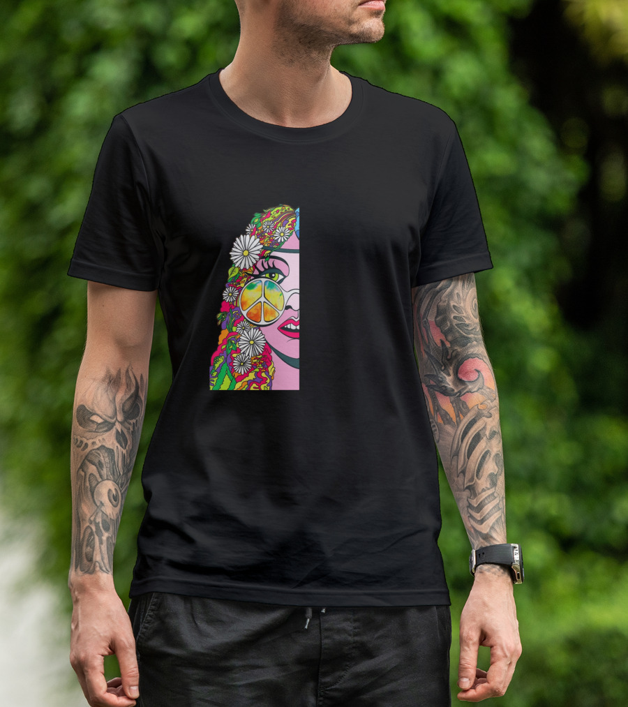 Daisies In My Hair Peace In My Soul And Love In My Heart Hippie Girl T-Shirt
