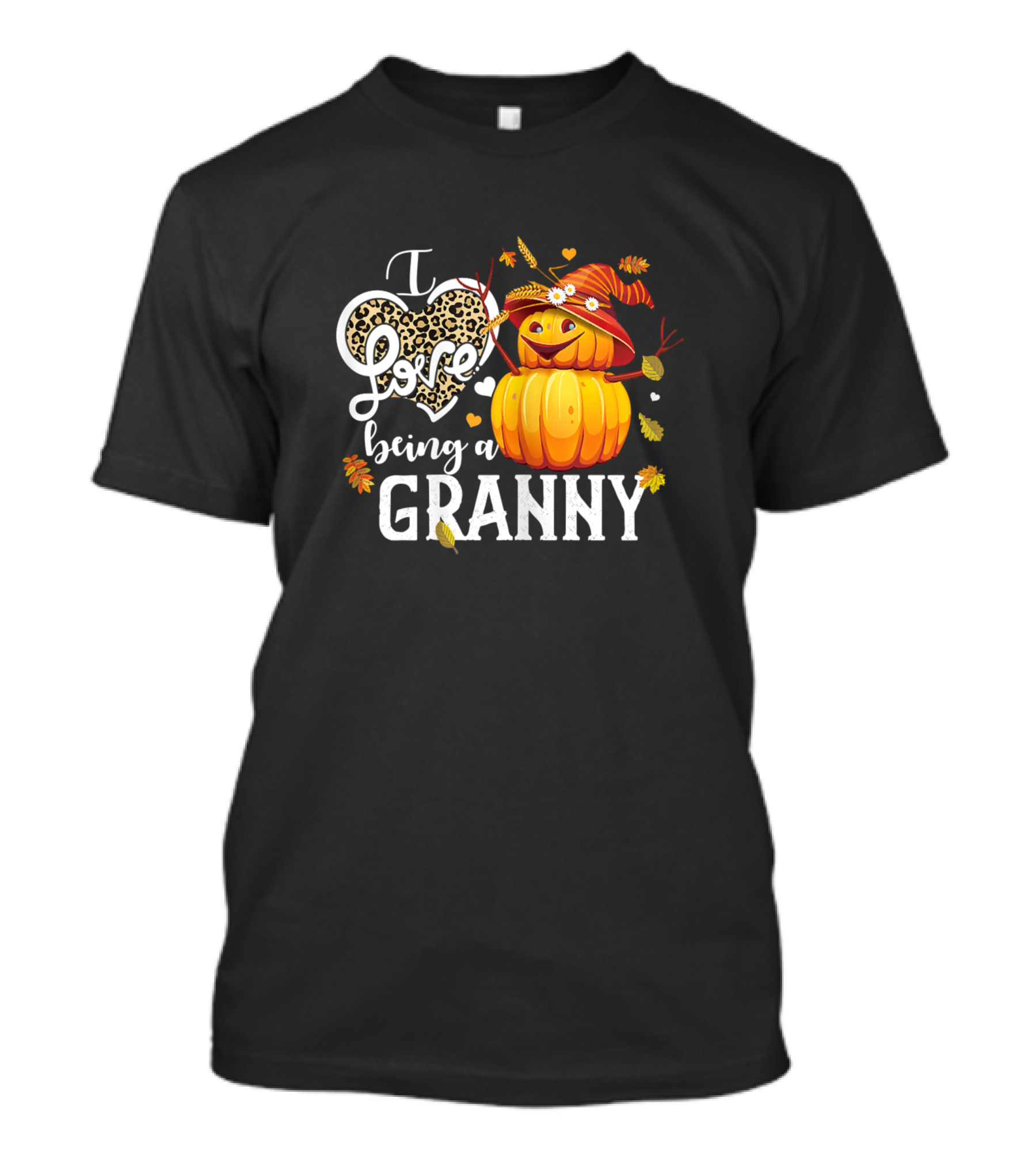 I Love Being A Granny Leopard Pumpkin Autumn Leaves T-Shirt