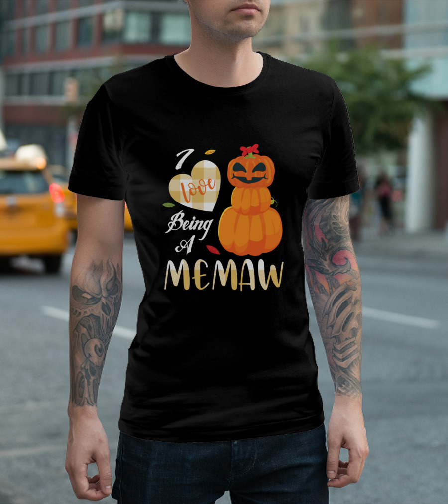 I Love Being A Memaw Autumn Heart Pumpkin T-Shirt