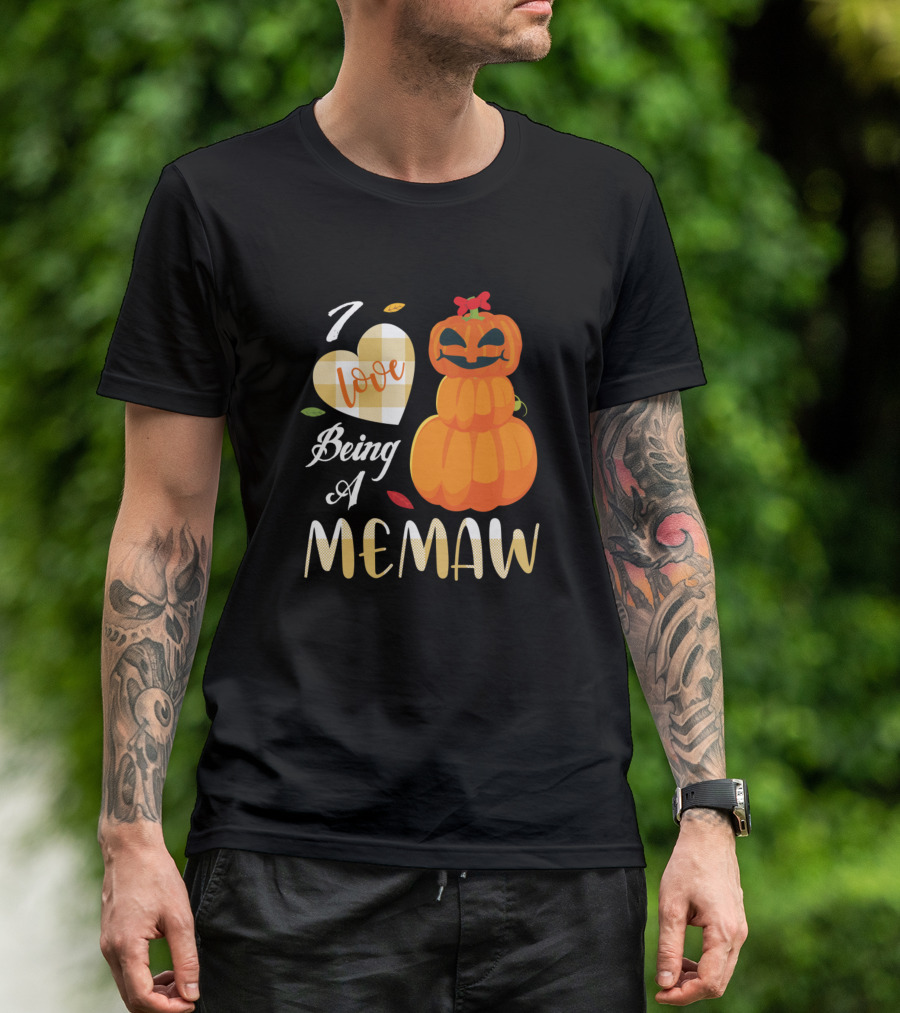 I Love Being A Memaw Autumn Heart Pumpkin T-Shirt