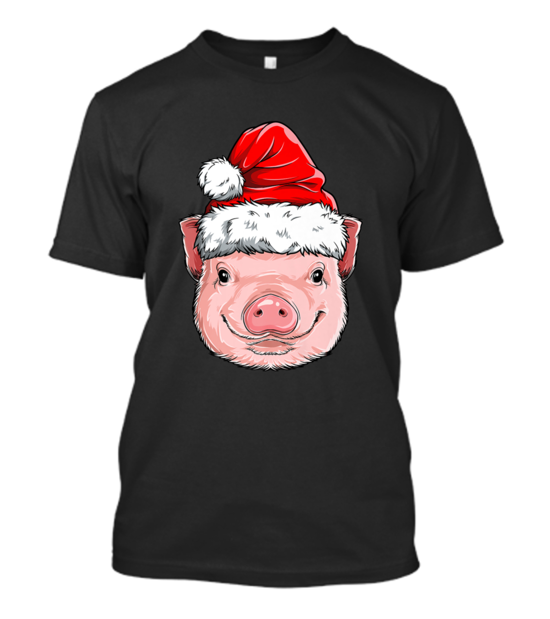 Pig In Santa Hat Christmas Farmer Girl Holiday Festive Xmas T-Shirt