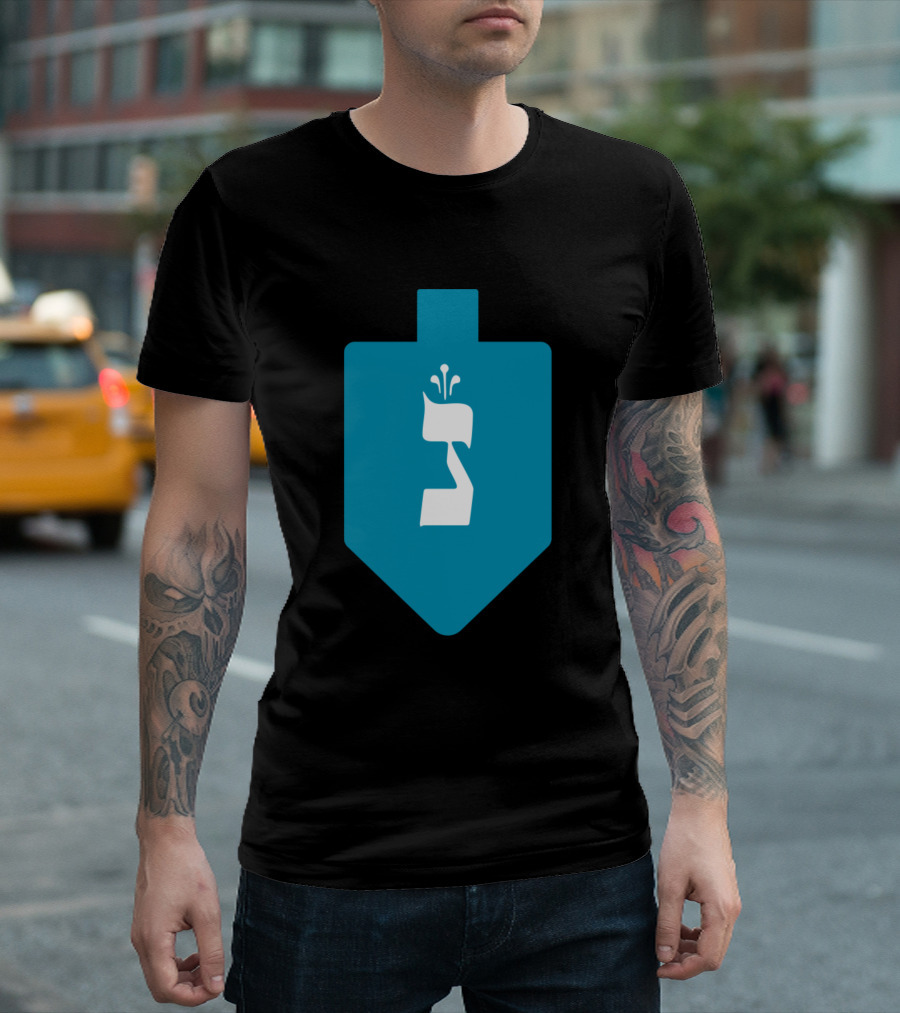 Turquoise Dreidel with Hebrew Letter Nun Hanukkah T-Shirt