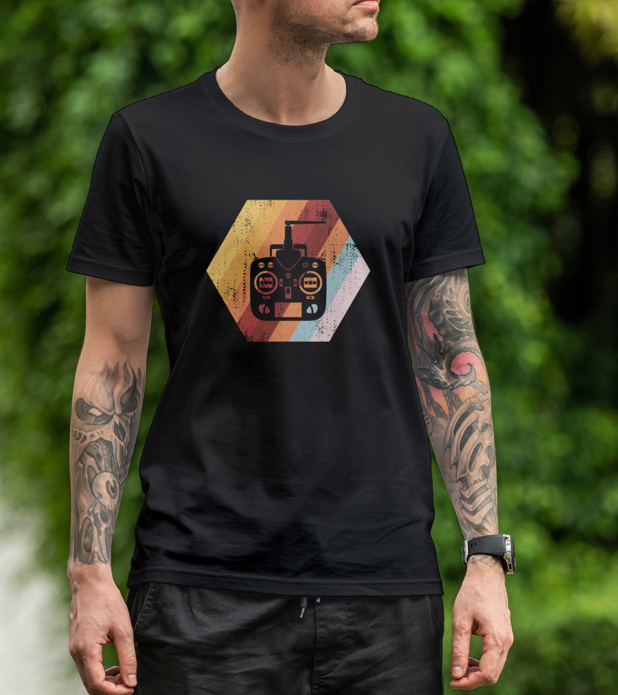 Vintage Remote Control Rc Car Retro Style Controller Hexagon T-Shirt