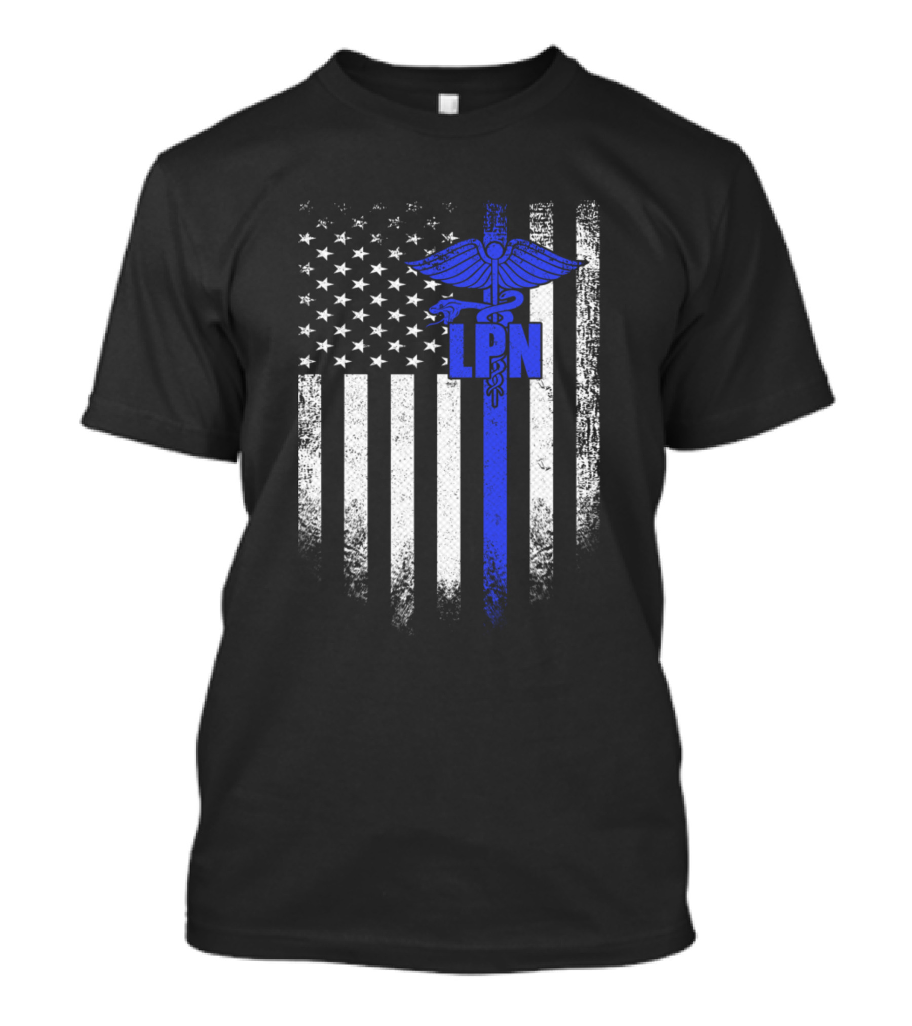 Vintage USA LPN Licensed Practical Nurse American Flag Medical Caduceus T-Shirt