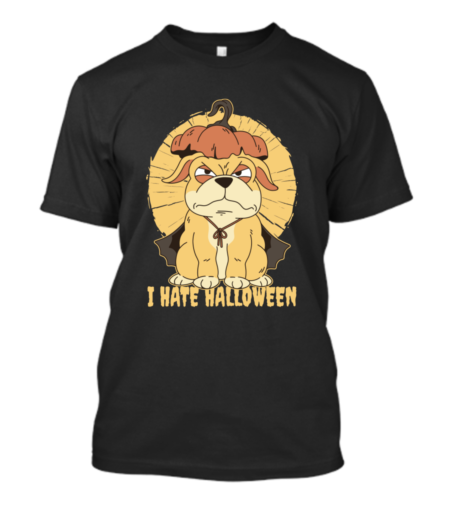I Hate Halloween Grumpy Pumpkin Dog T-Shirt