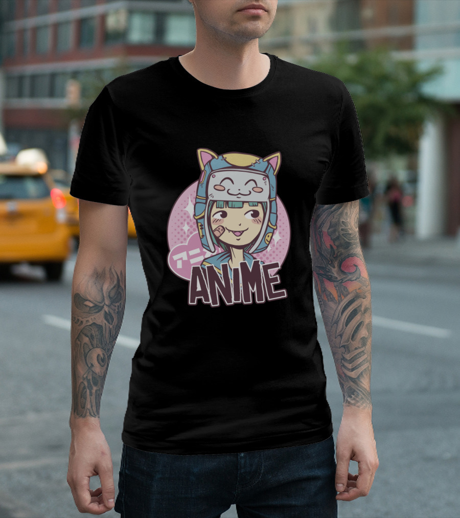 Anime Cat Hat Girl Cartoon T-Shirt