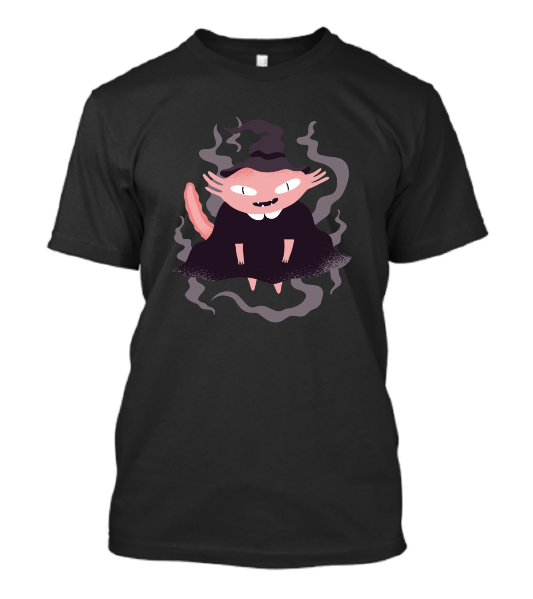 Axolotl Witch Magic Creature With Hat And Smoke T-Shirt