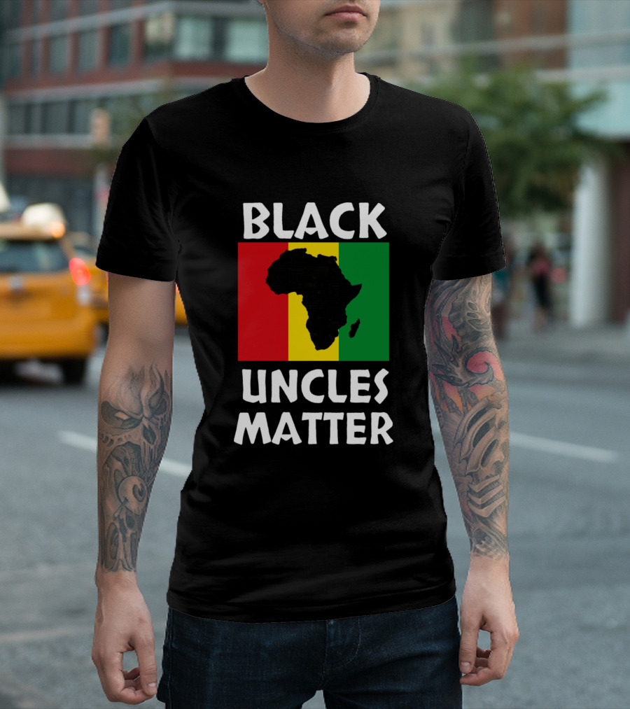 Black Uncles Matter Africa Map Red Yellow Green Stripes T-Shirt