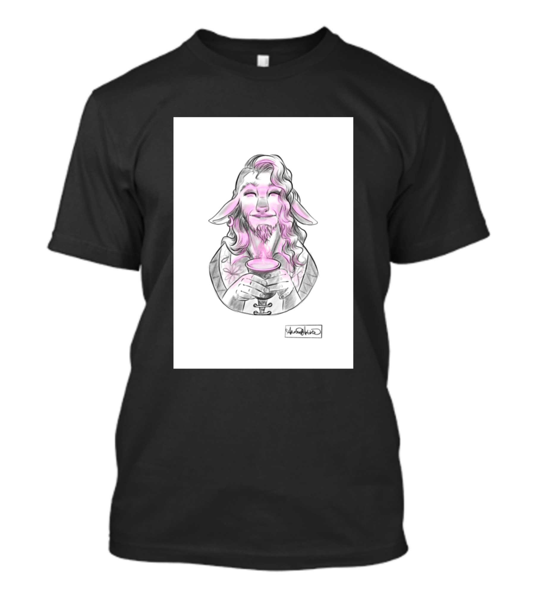 WhaleNZ Cup O Caduceus Goat Man With Pink Potion T-Shirt