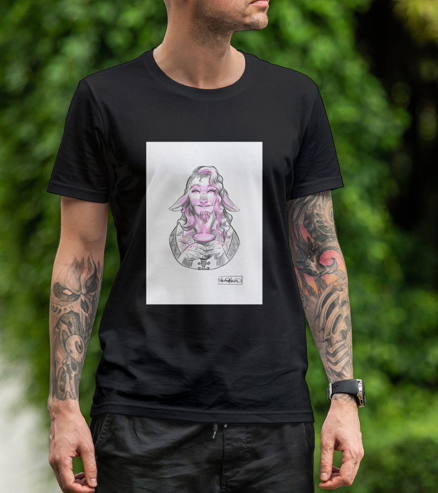 WhaleNZ Cup O Caduceus Goat Man With Pink Potion T-Shirt