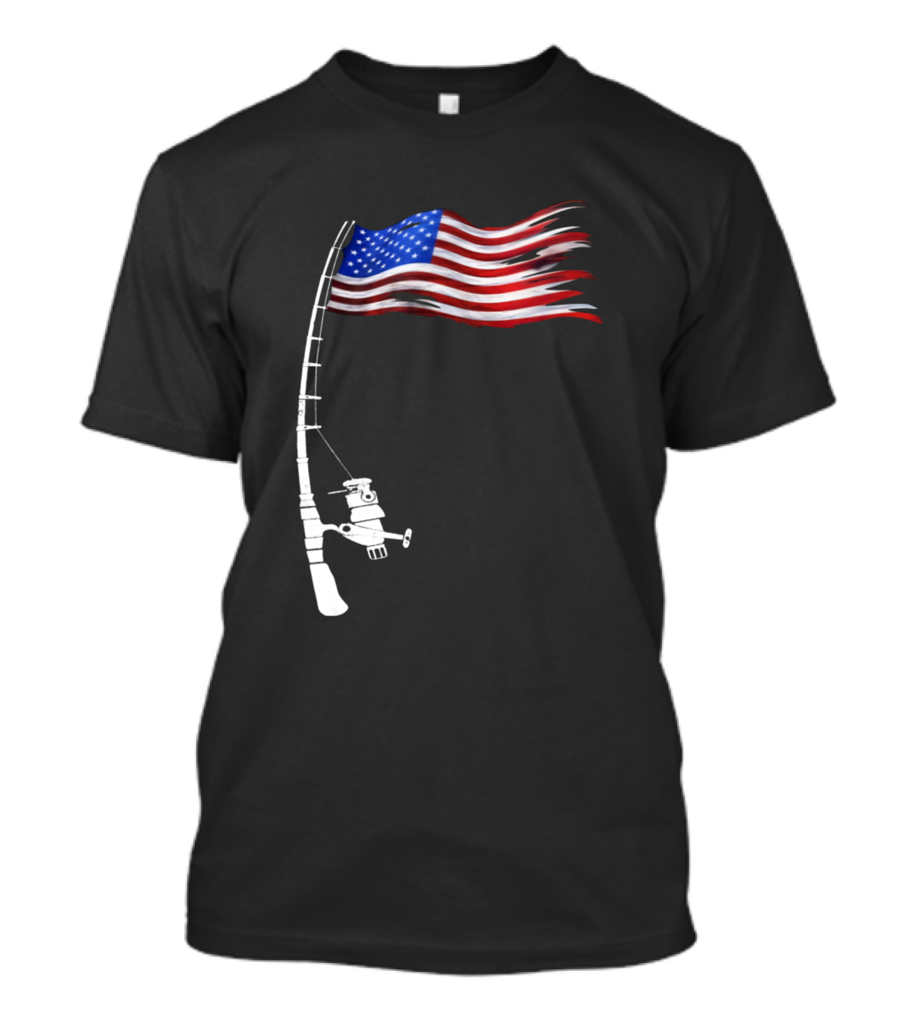 Fishing Lovers American Flag Fishing Rod With USA Flag T-Shirt