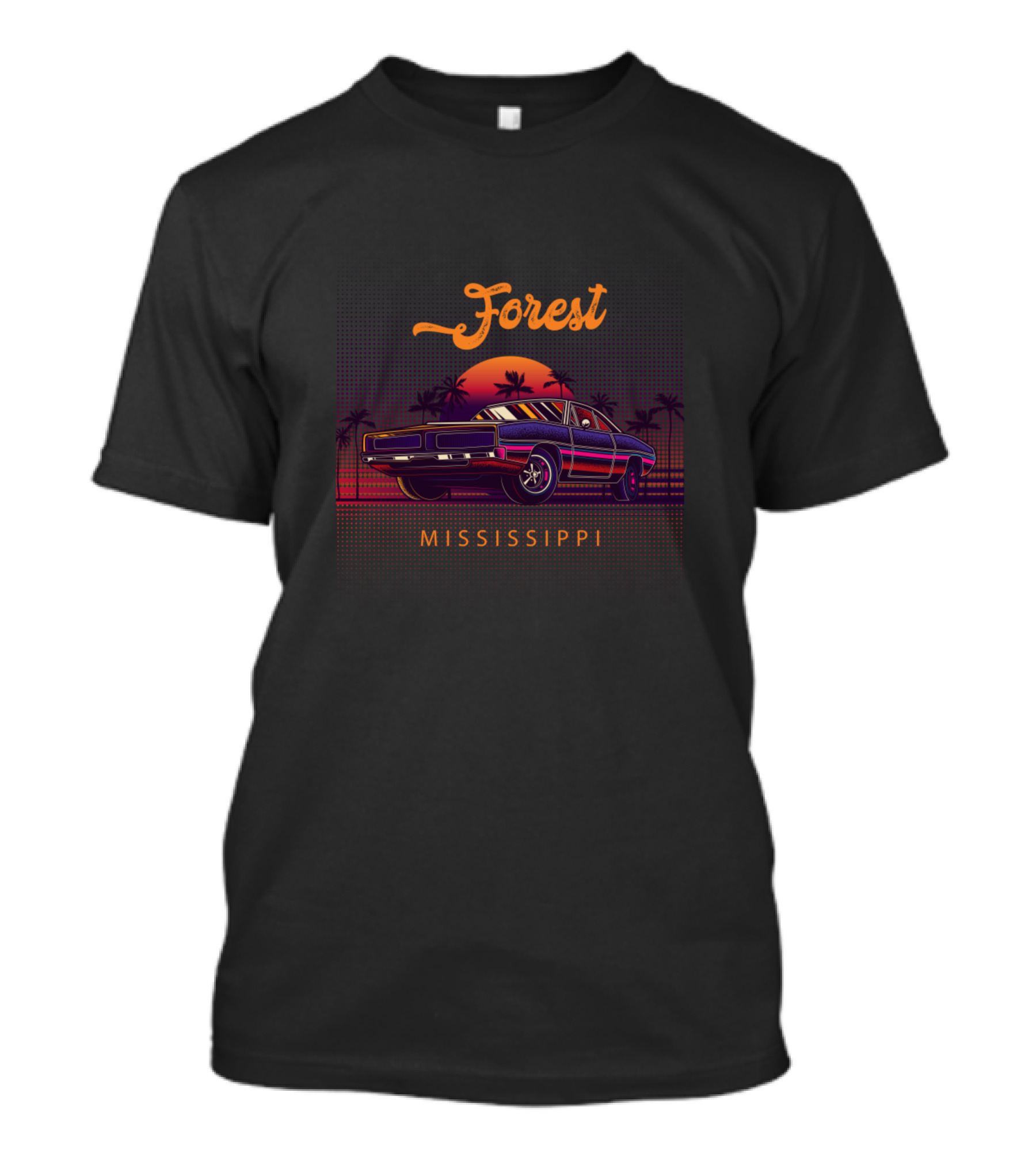 Forest Mississippi Vintage Muscle Car Sunset Retro Vibes T-Shirt