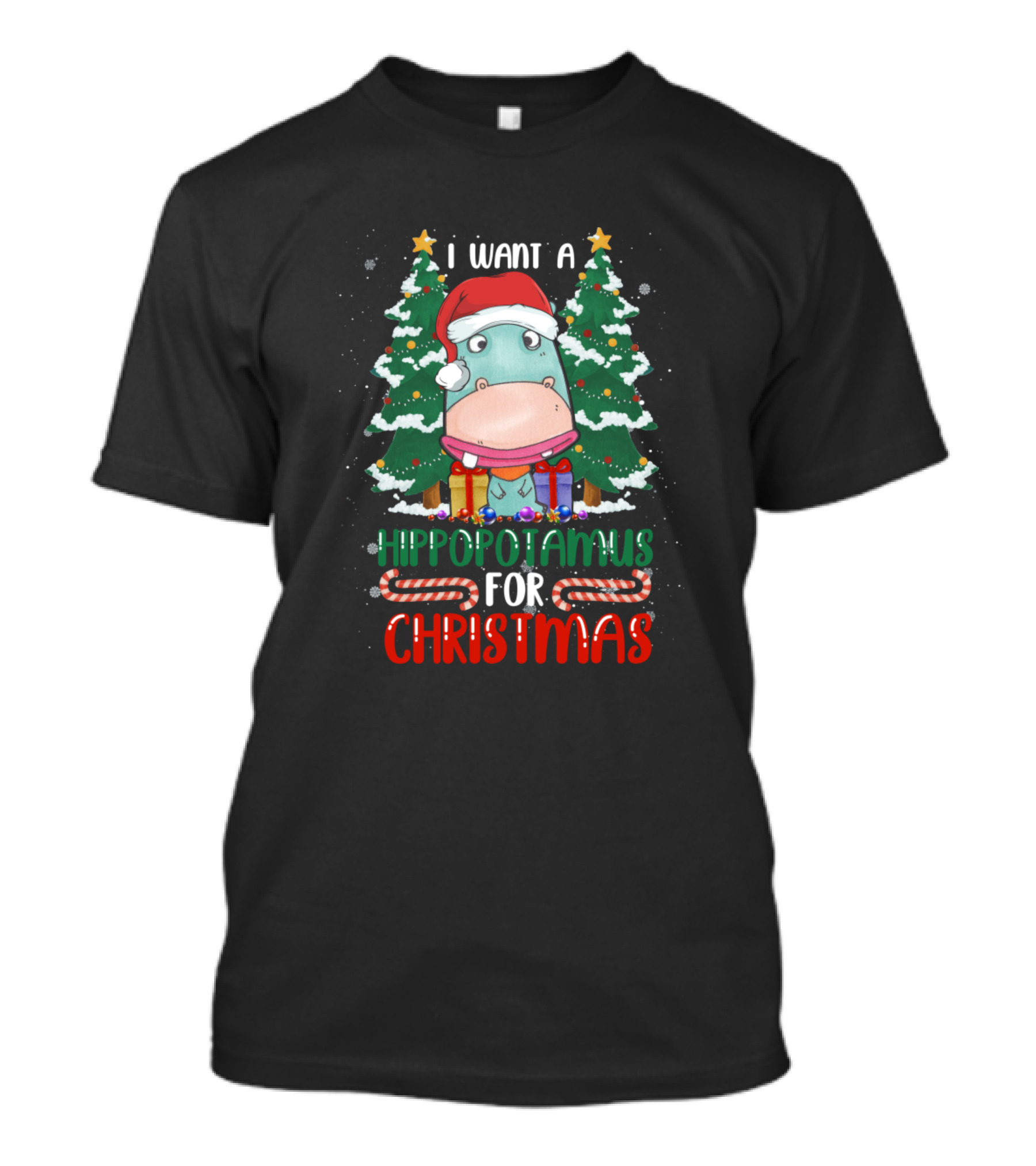 I Want A Hippopotamus For Christmas Santa Hippopot Christmas Trees Gifts T-Shirt