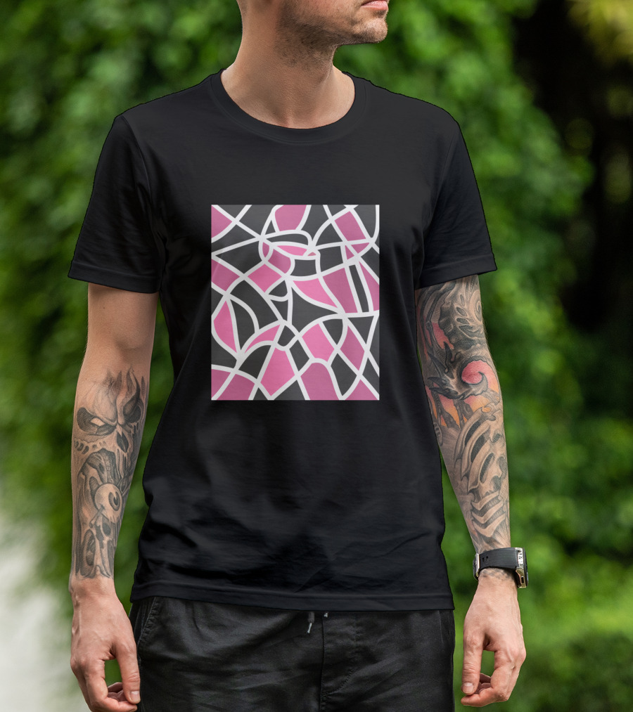 Lines Geometric Pink Abstract Shapes T-Shirt