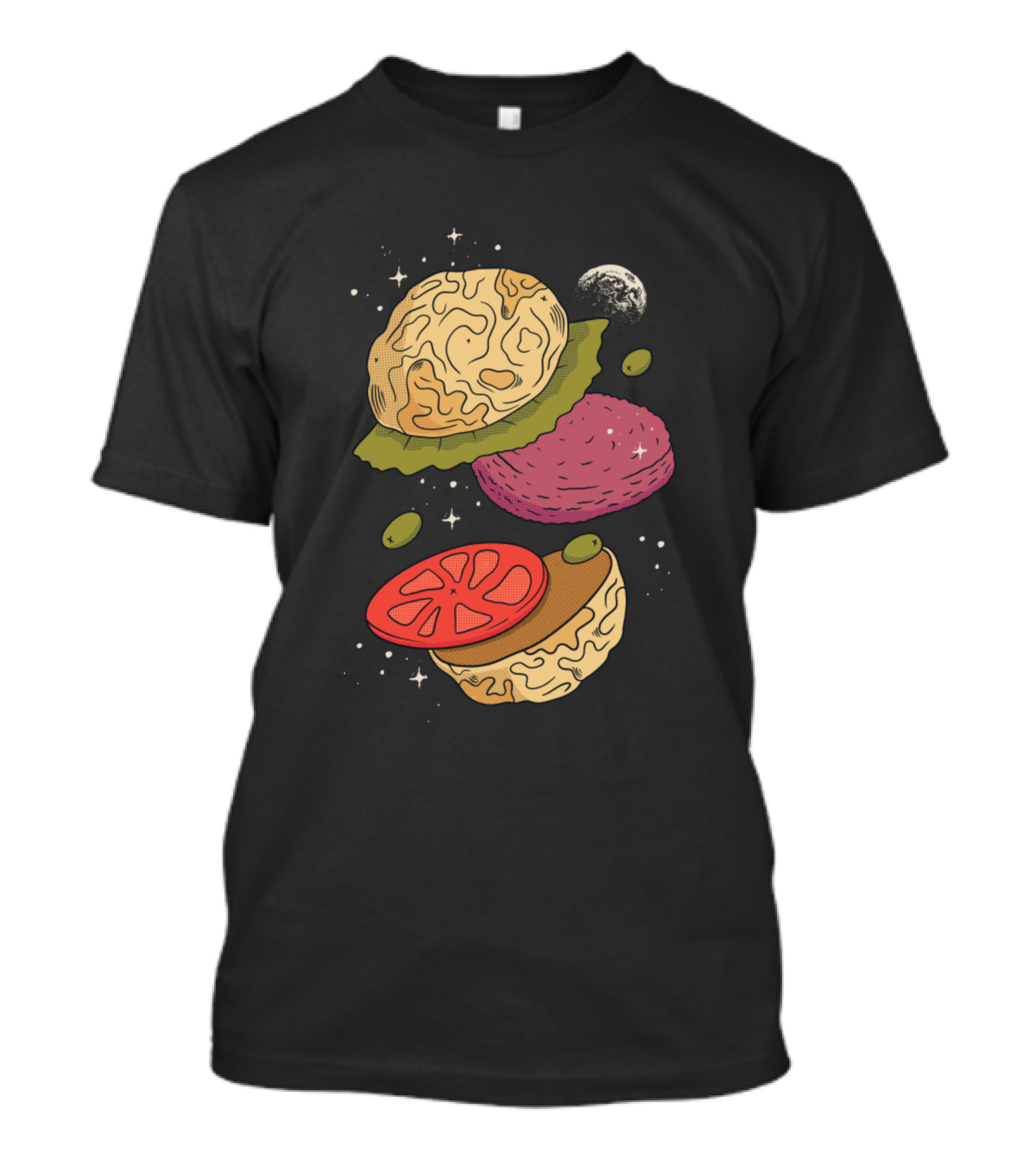 Moon Burger Cosmic Ingredients Floating In Space T-Shirt