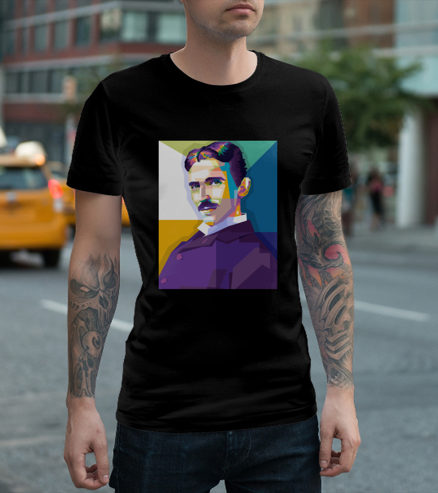 Nikola Tesla Colorful Geometric T-Shirt