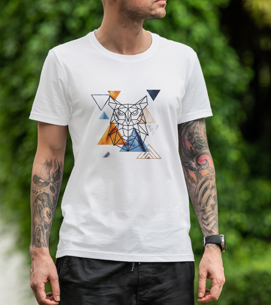 Owl Geometric Triangles T-Shirt