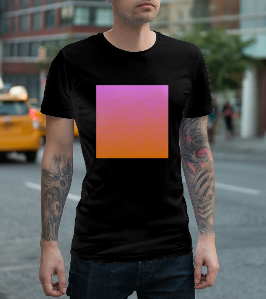 Pink And Orange Wavy Gradient Square T-Shirt