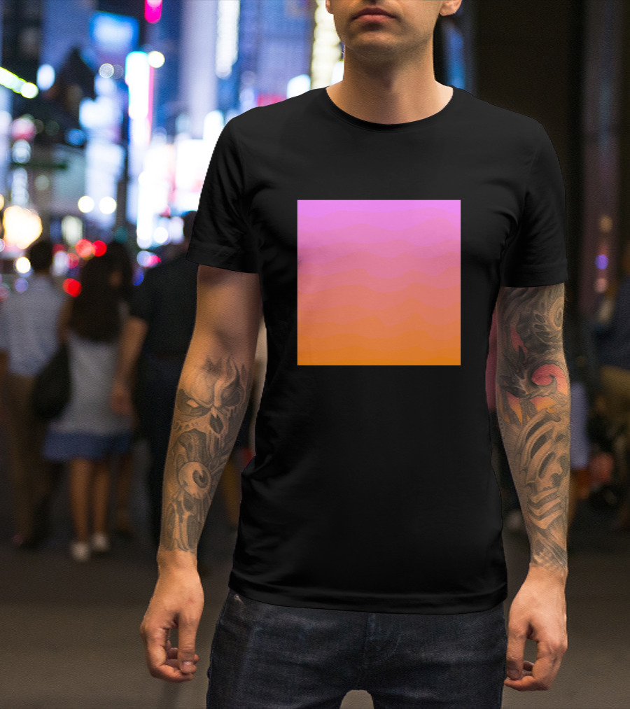 Pink And Orange Wavy Gradient Square T-Shirt