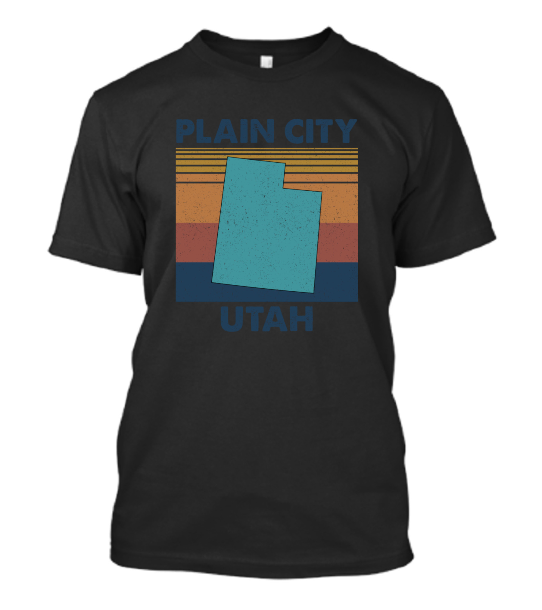 Plain City Utah Vintage Striped Map T-Shirt