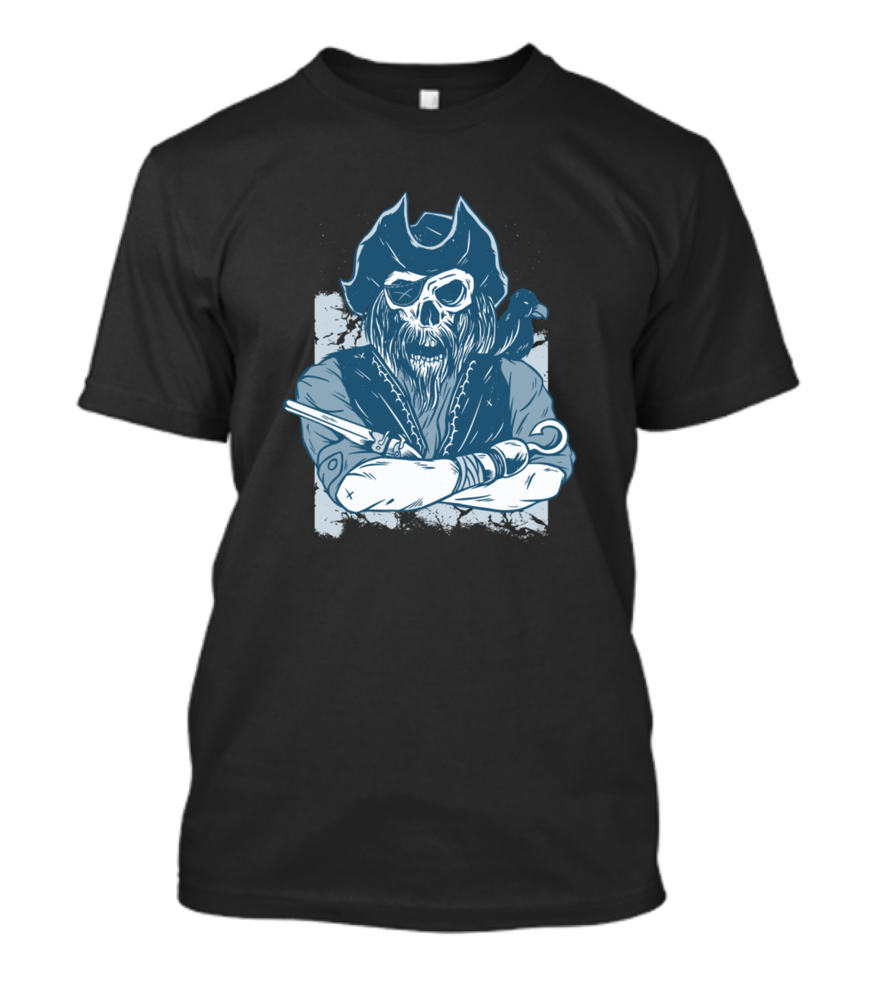 Skull Pirate Captain With Hook And Parrot T-Shirt
