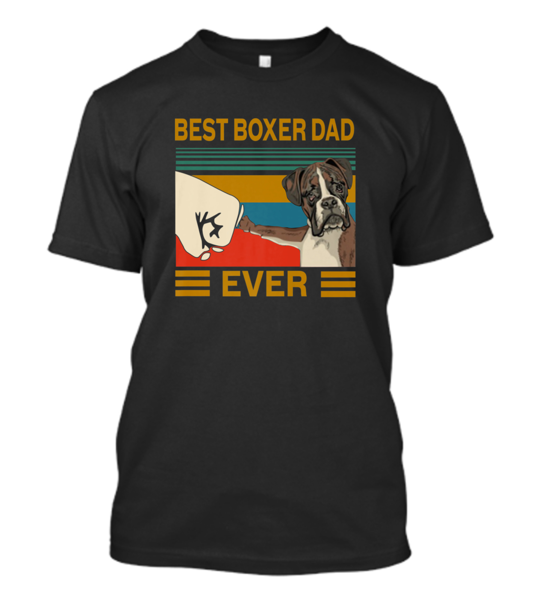 Best Boxer Dad Ever Retro Dog Fist Bump T-Shirt
