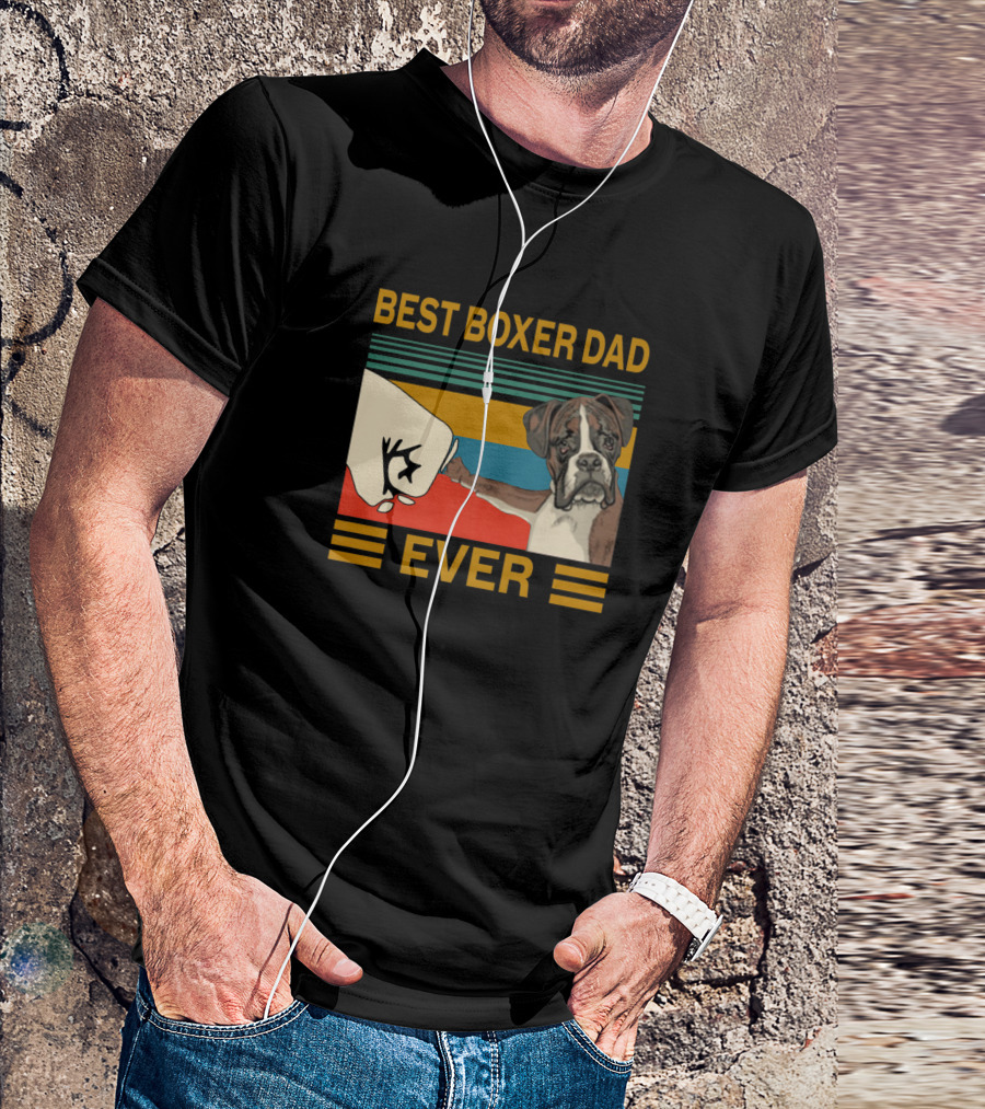 Best Boxer Dad Ever Retro Dog Fist Bump T-Shirt