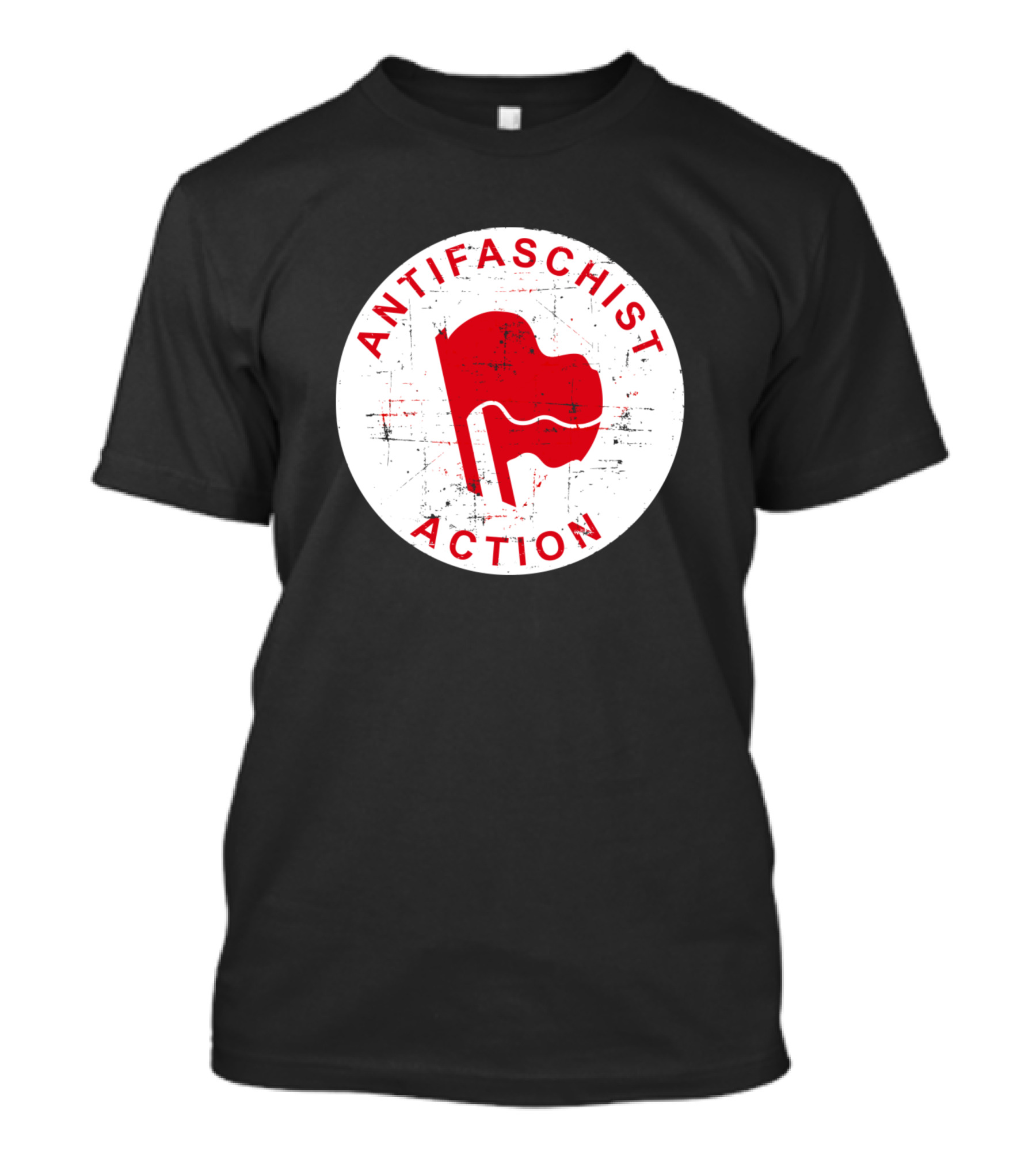 Antifaschist Action Red Flag White Circle T-Shirt