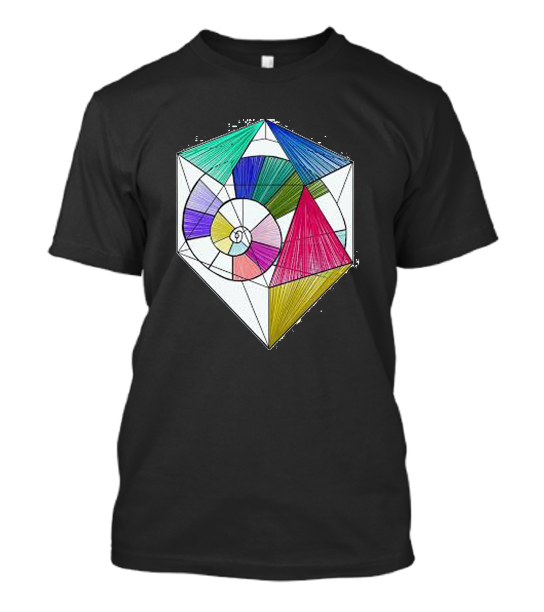 Artistic Spiral Cubes With Colorful Geometric T-Shirt