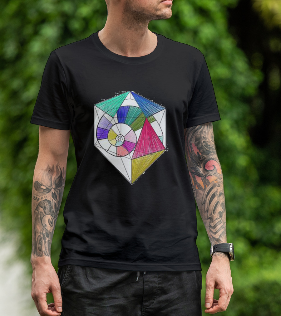 Artistic Spiral Cubes With Colorful Geometric T-Shirt