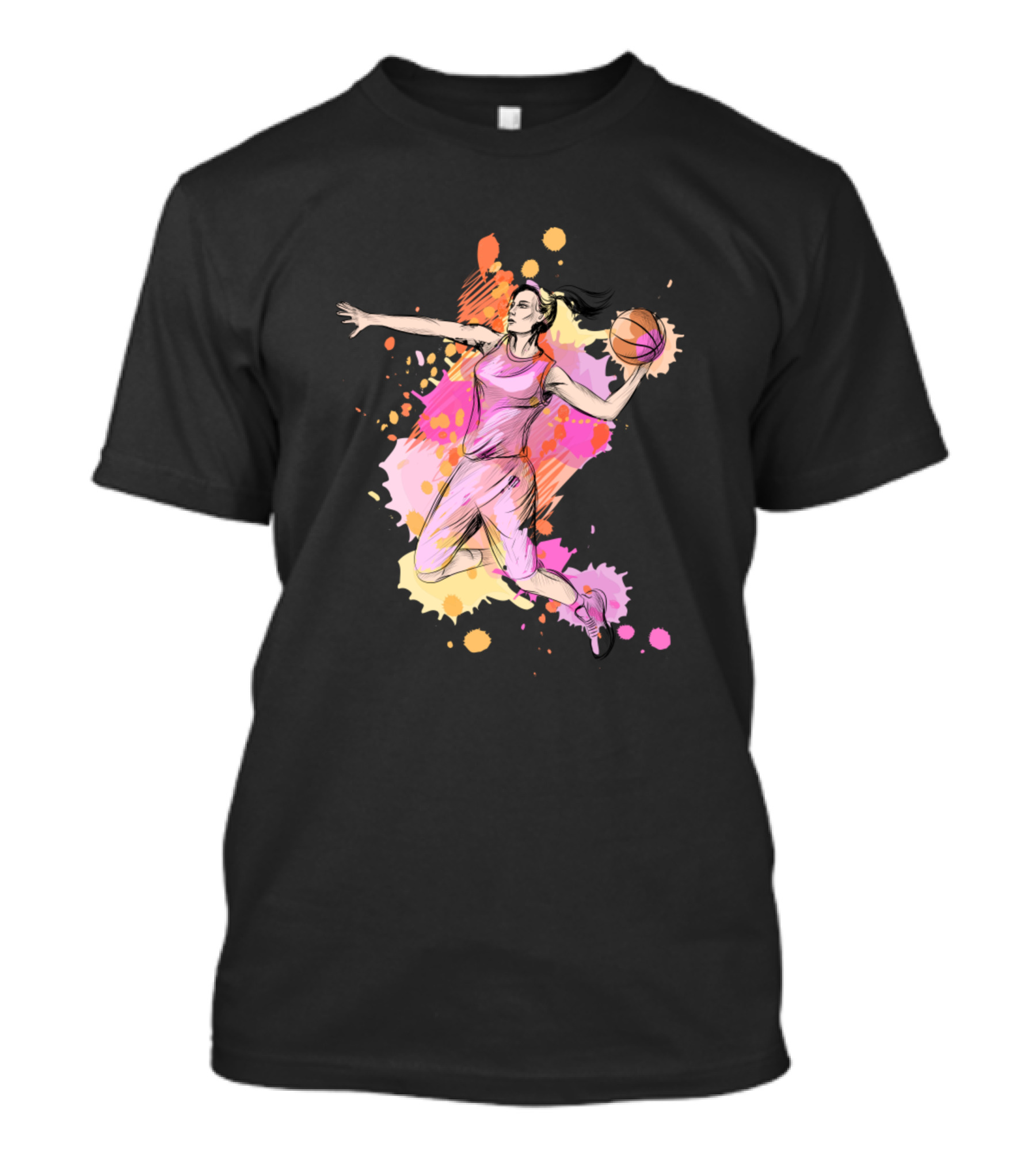 Basketball Player Action Watercolor Splash Jumper T-Shirt