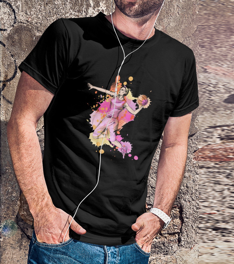 Basketball Player Action Watercolor Splash Jumper T-Shirt