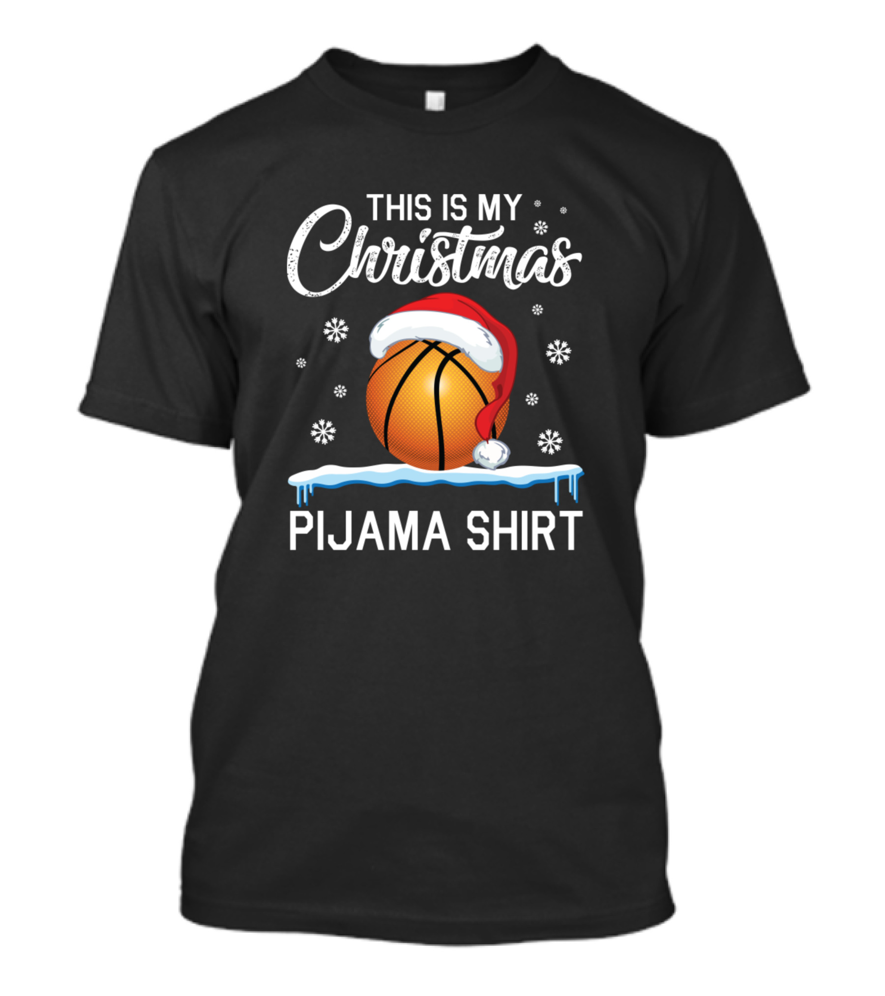 This Is My Christmas Pijama Shirt Basketball Noel Xmas Hat T-Shirt