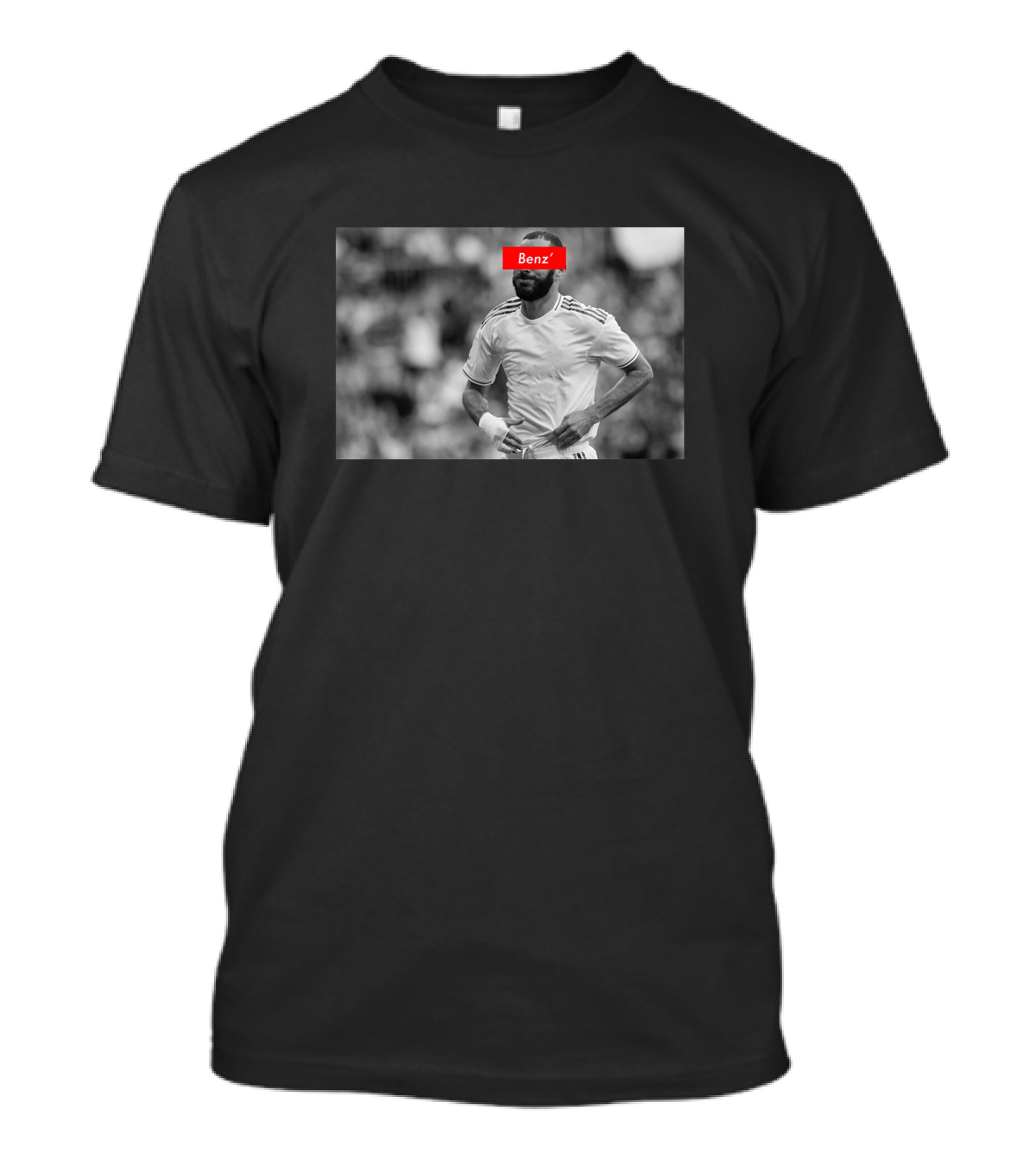 Benzema Black And White Photo With Red Benz Mask T-Shirt