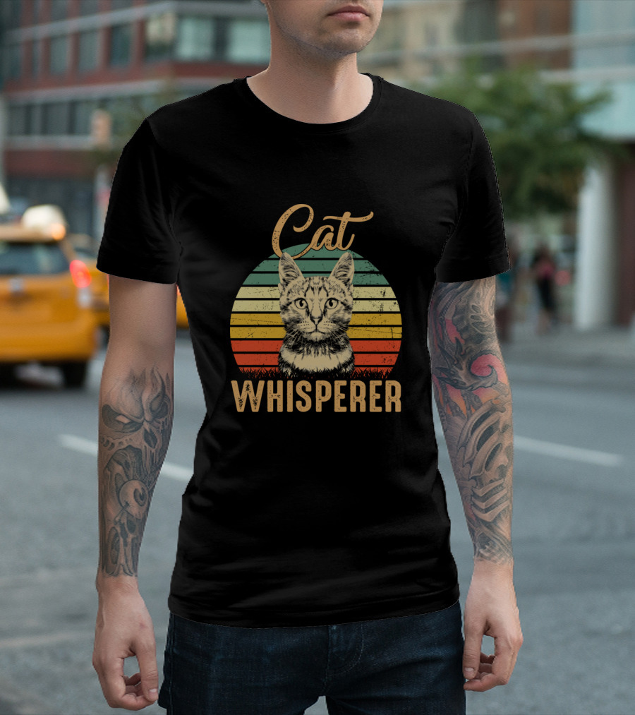Cat Whisperer Vintage Retro Cat Face T-Shirt