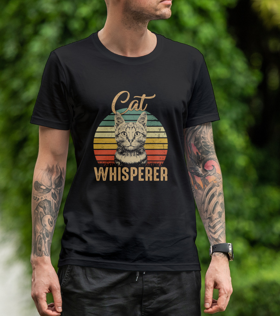 Cat Whisperer Vintage Retro Cat Face T-Shirt