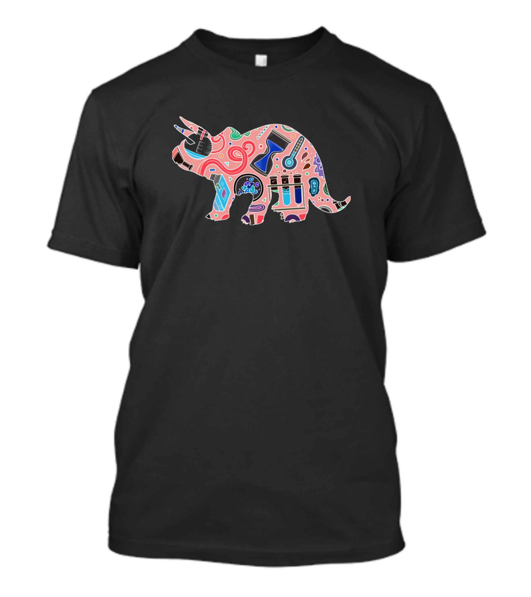 Triceratops Dinosaur Colorful Abstract T-Shirt