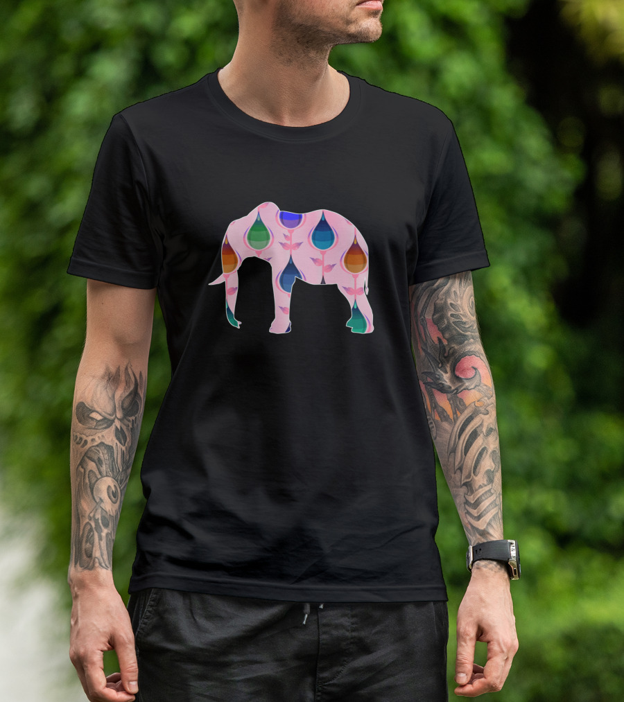 Elephant Colorful Pattern Zoo T-Shirt