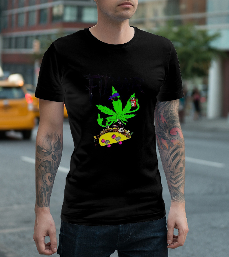 Fidlar Marijuana Leaf Skateboard and Skull T-Shirt
