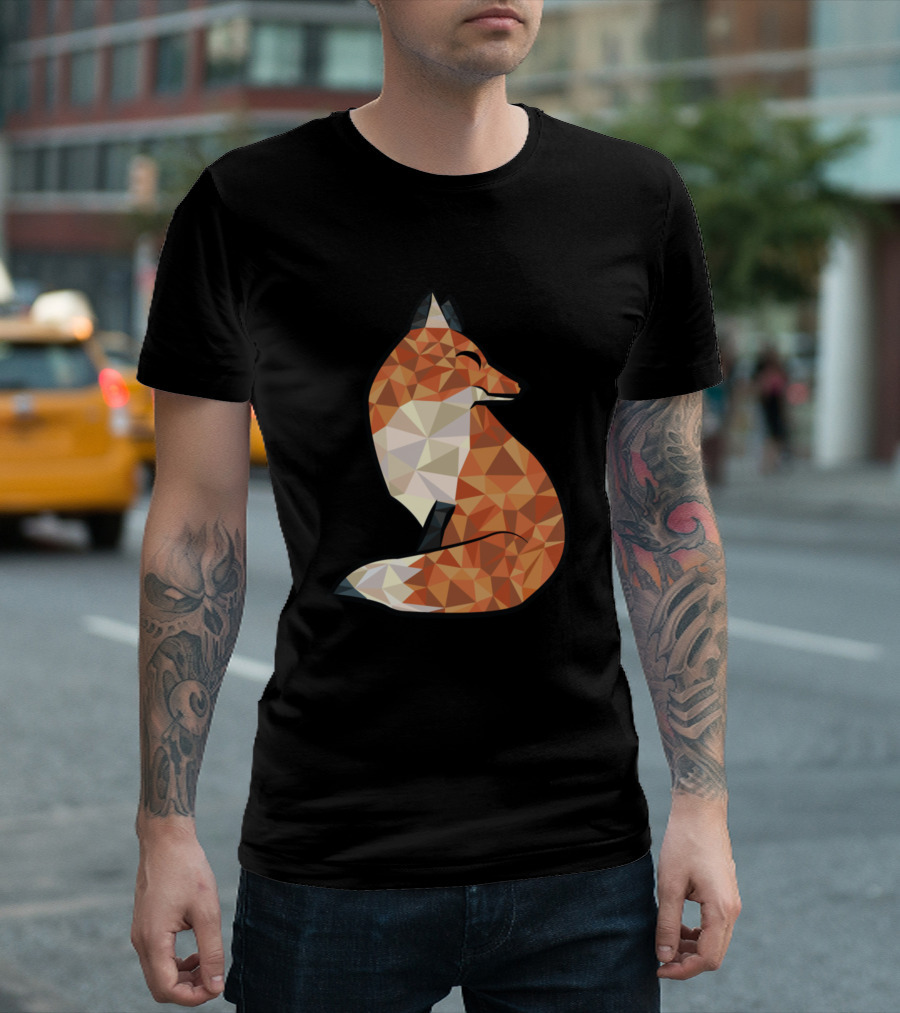 Geometric Fox Triangle T-Shirt