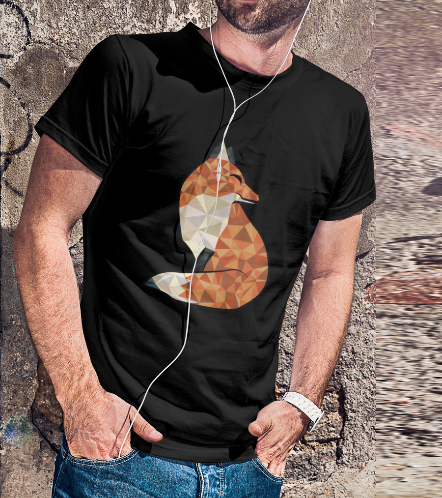 Geometric Fox Triangle T-Shirt