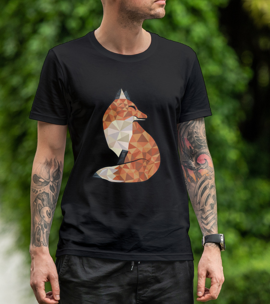 Geometric Fox Triangle T-Shirt