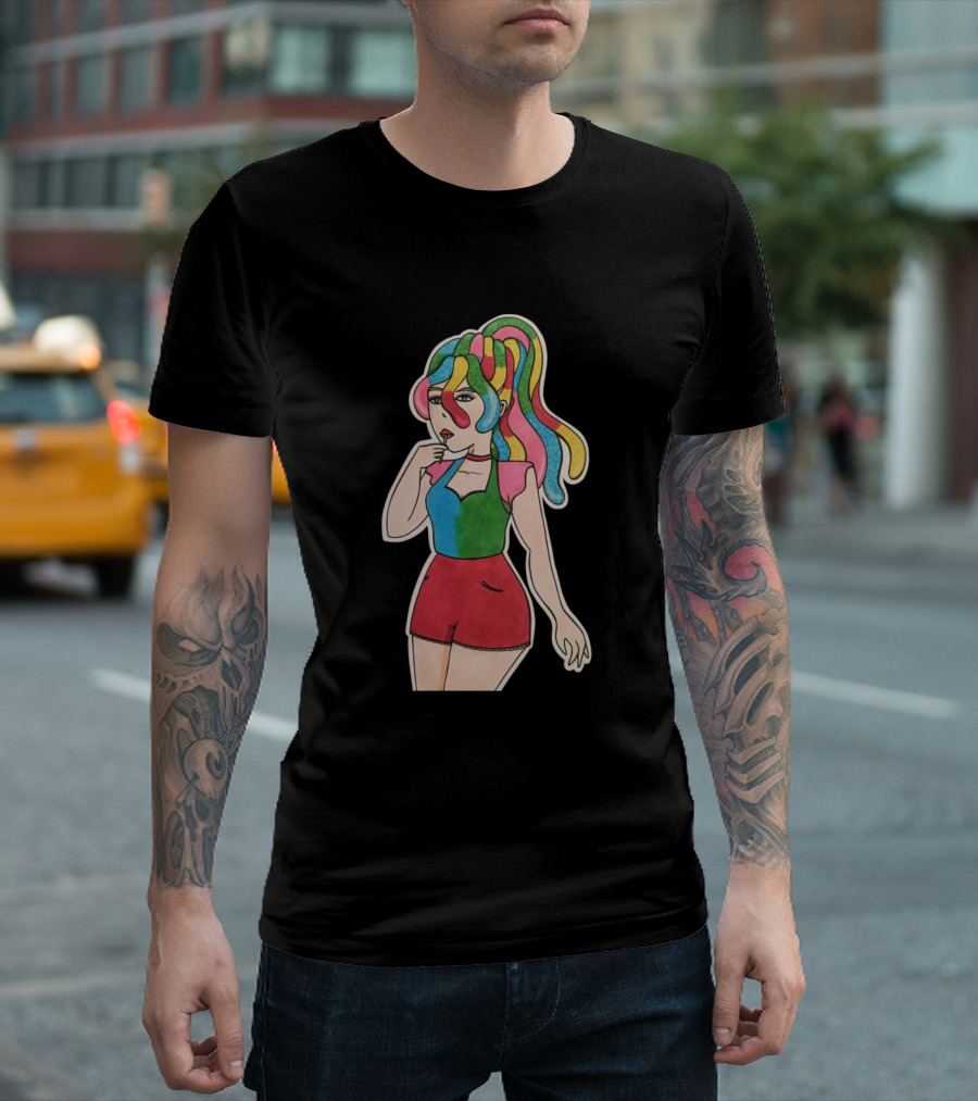 Gummy Worm Hair Medusa Style Vibrant Colors T-Shirt